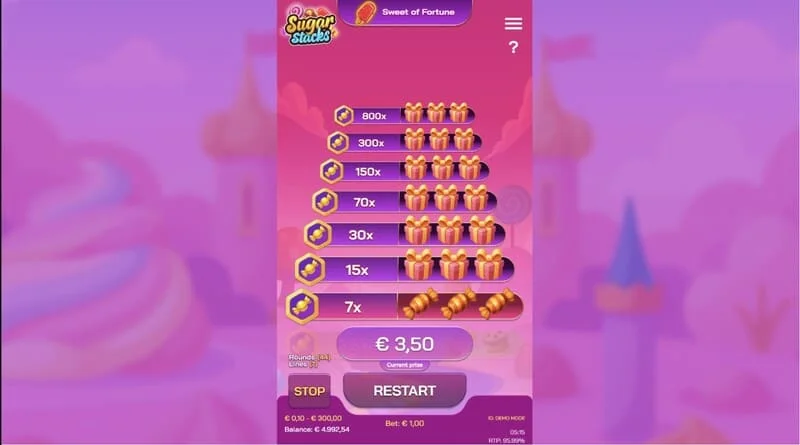 Sugar Stacks - un câștig mare după cash-out la nivelul superior al turnului